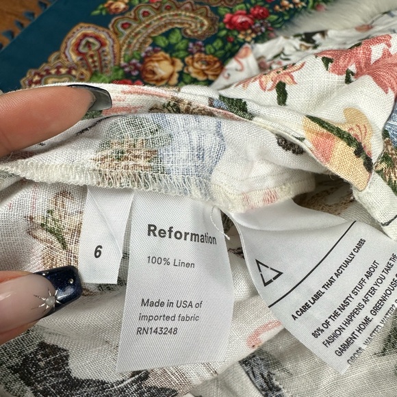 Reformation 100% linen pants safari animal print size 6 - Picture 7 of 12